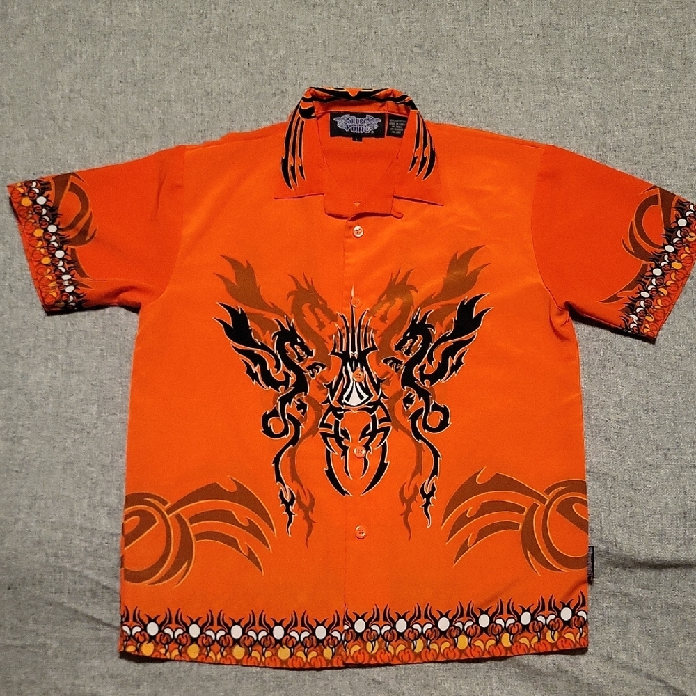 Silver Point Orange Dragon Shirt Sz L